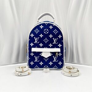 LOUIS VUITTON Palm Springs Mini Backpack Blue Monogram Denim Gold Hardware